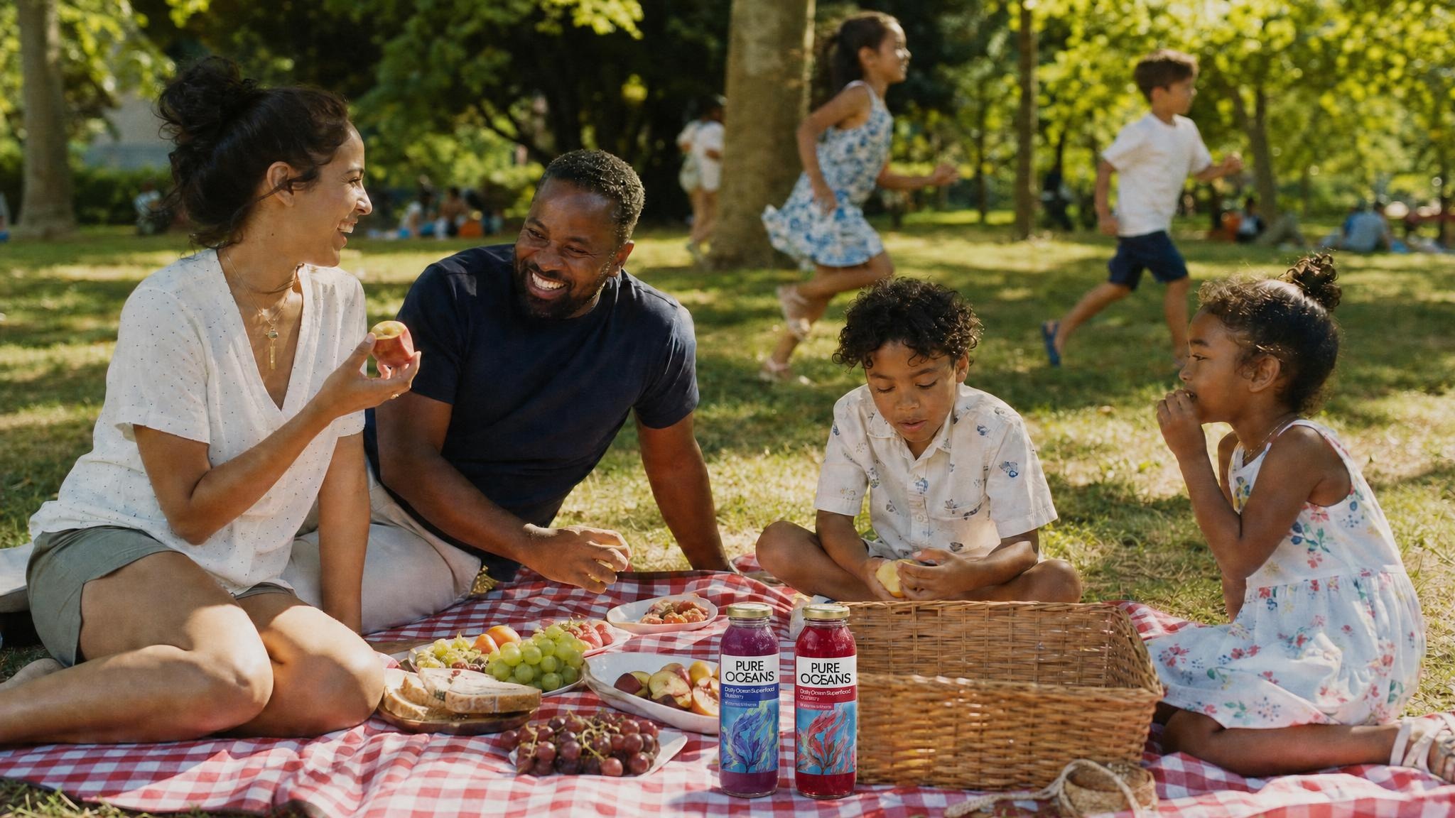 Family picnic in an alpine meadow